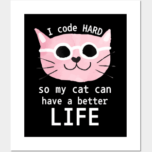 Cat Loving Coder Posters and Art